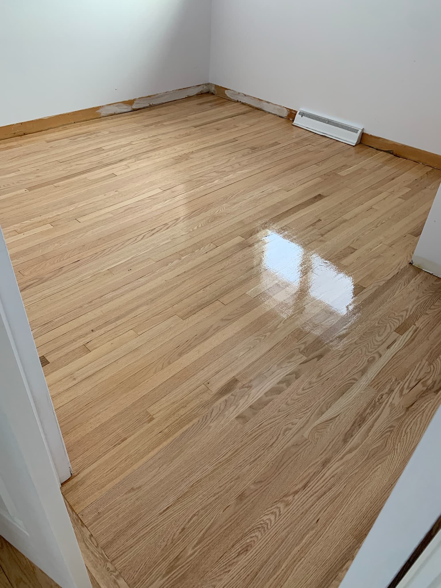 Varnished natural wood floor