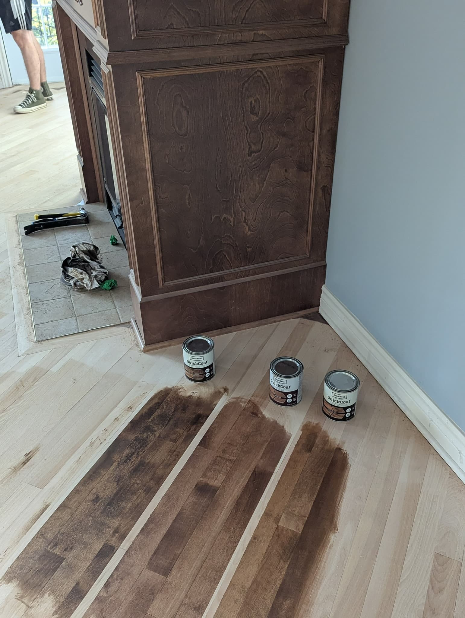 Stain samples before finishing